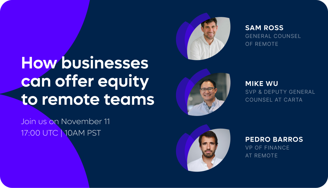 Upcoming Webinar: How businesses can offer equity to remote teams